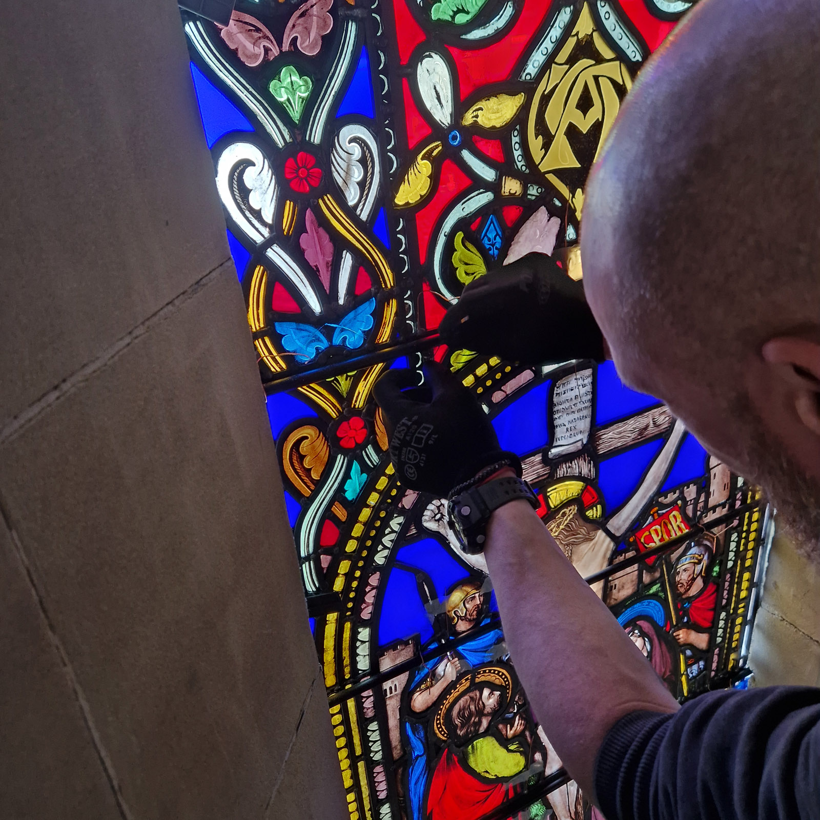 6. Church Glass Re-installation Process (Copper Ties)